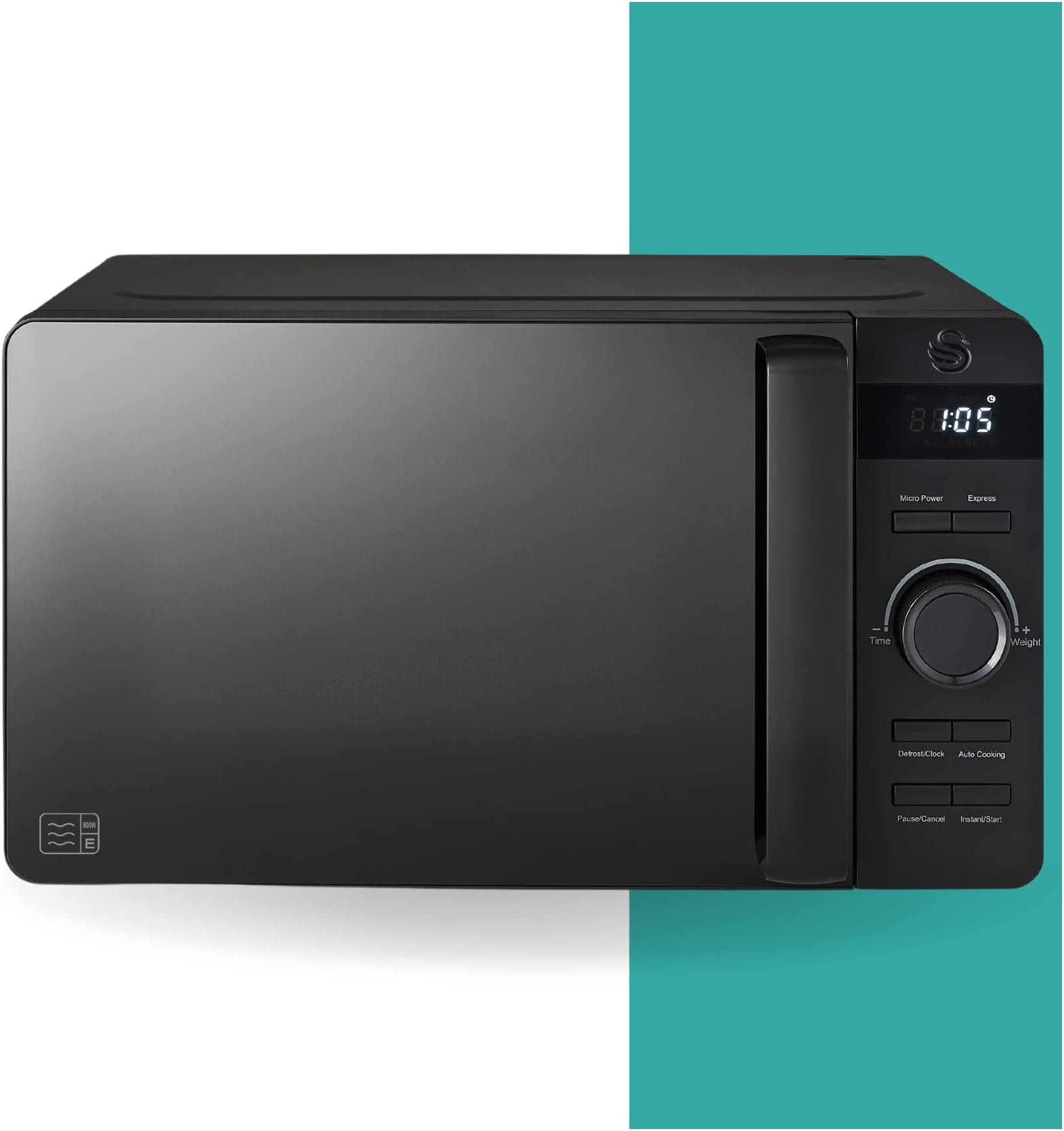 Swan SM22037LBLKN Stealth LED Digital Microwave with Glass Turntable