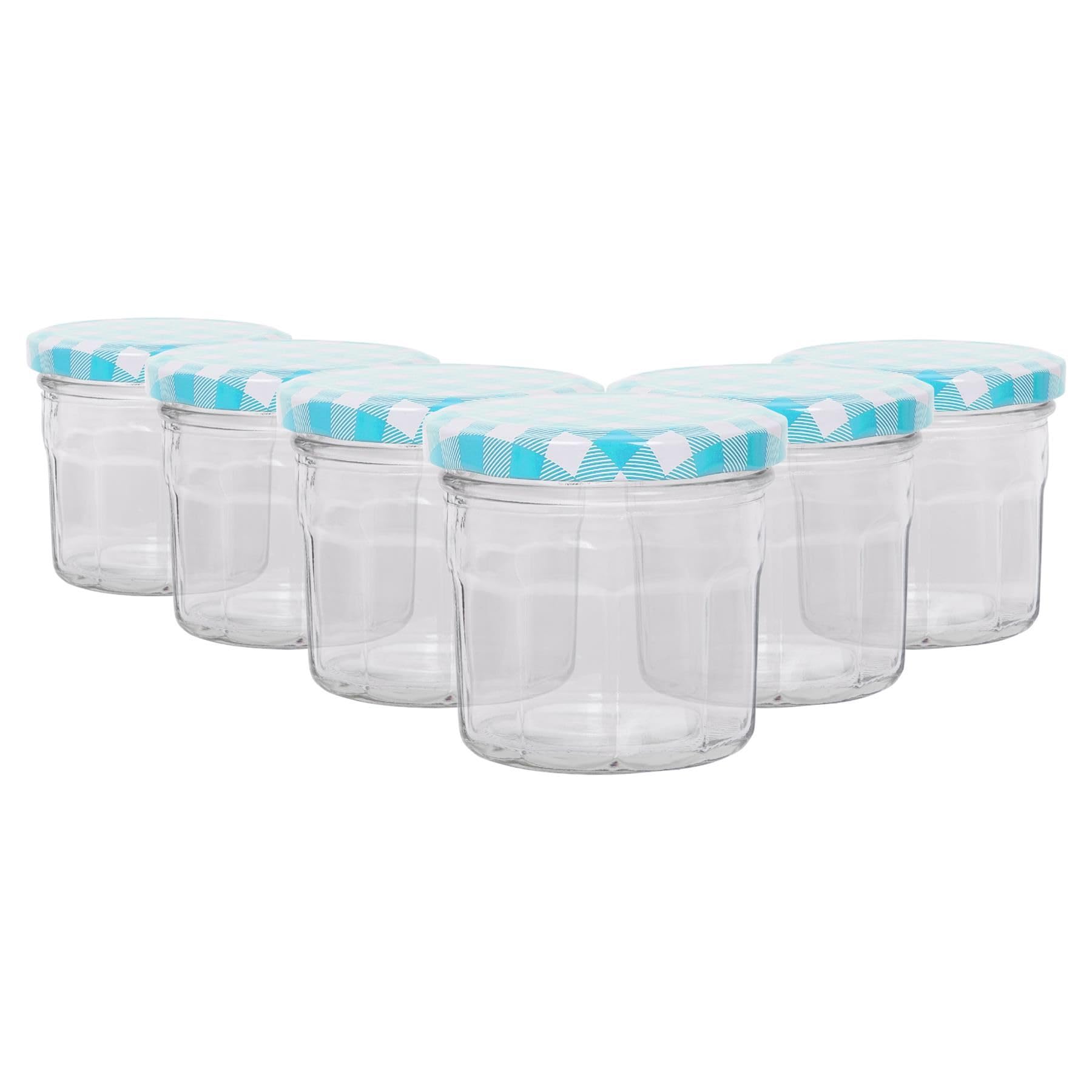 Argon Tableware Glass Jam Jars - 130ml - Blue - Pack of 6