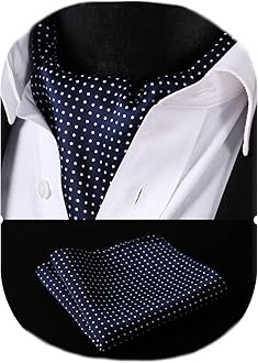 Cravat for Men Silk Paisley Mens Cravat and Pocket Square Set Polka Dot Ascot Tie and Handkerchief for Wedding Party Christmas