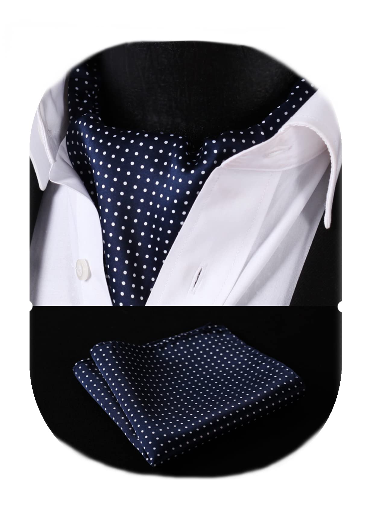 Cravat for Men Silk Paisley Mens Cravat and Pocket Square Set Polka Dot Ascot Tie and Handkerchief for Wedding Party Christmas