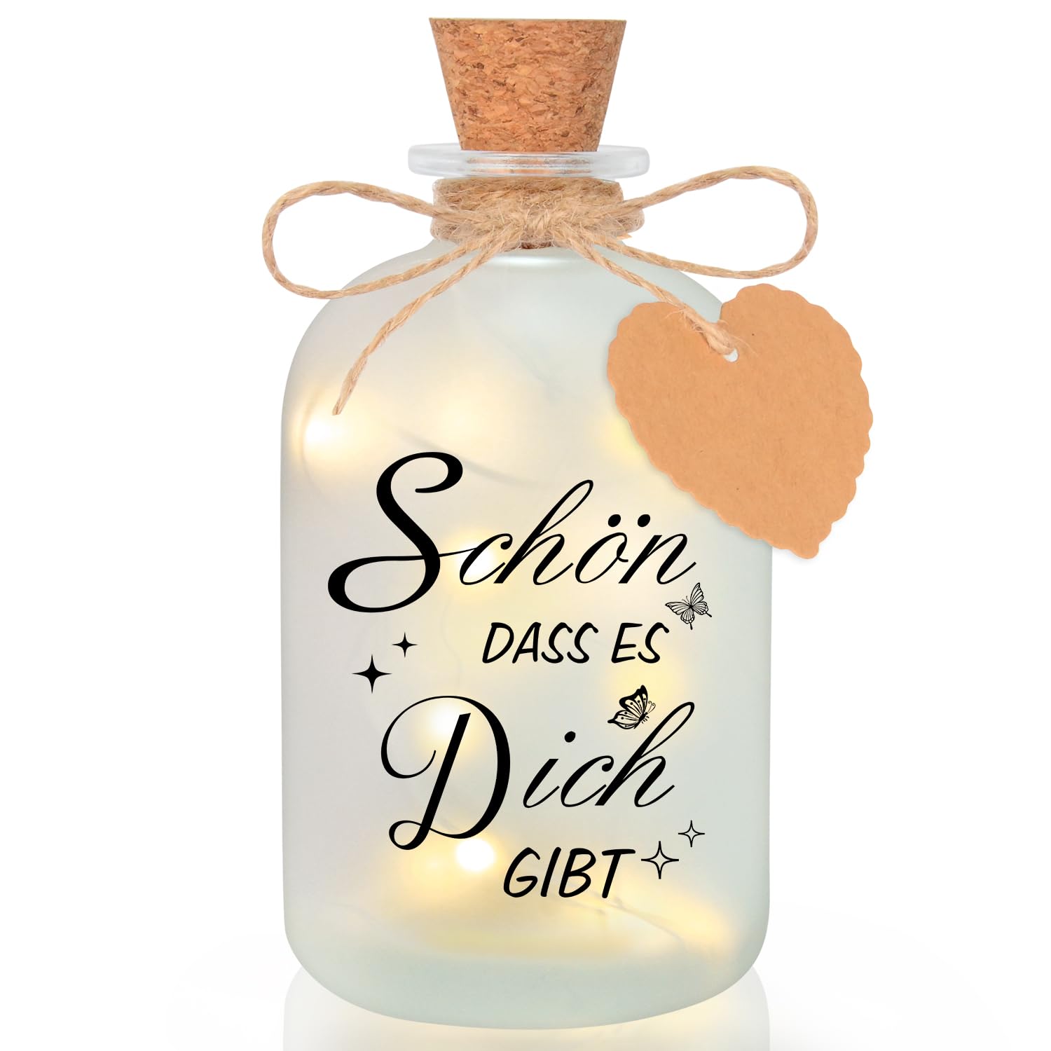 NEUFOOD LED Flaschenlicht mit Spruch Schön dass es Dich gibt,Dekoflaschen mit Korken geschenke für frauen,Freundin Lieblingsmensch Geburtstag Hochzeit Weihnachten