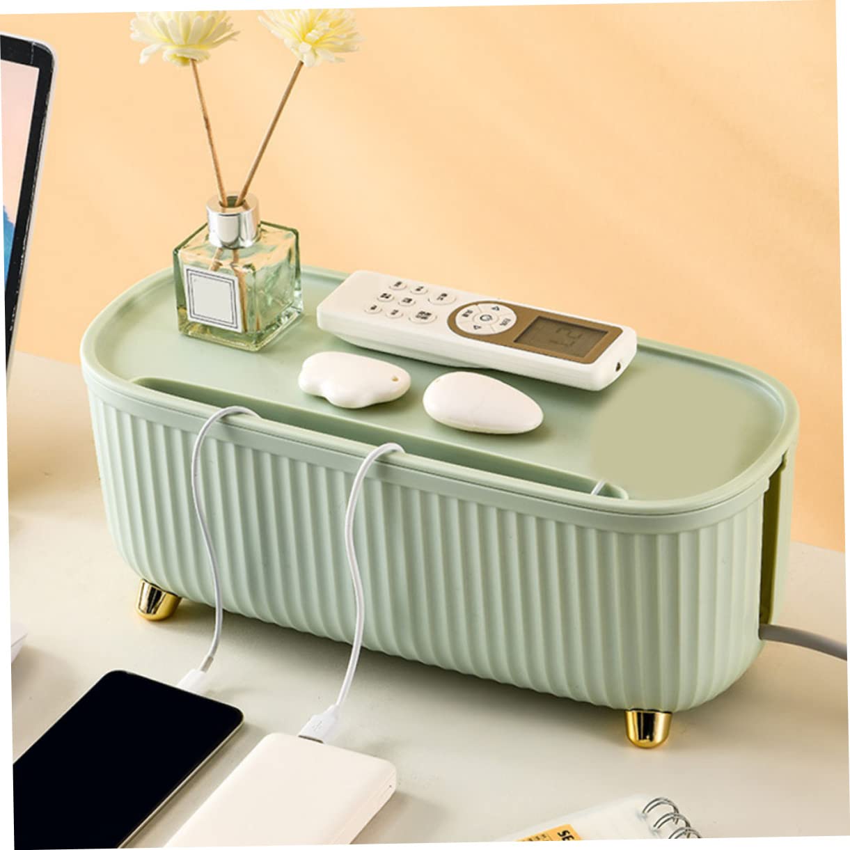 Kabelmanagementbox mit Großer Kapazität zur Aufbewahrung Mehrerer Steckdosen und Kabel Abs Material Stilvolles Design für Wohnzimmer und Büro Geeignet