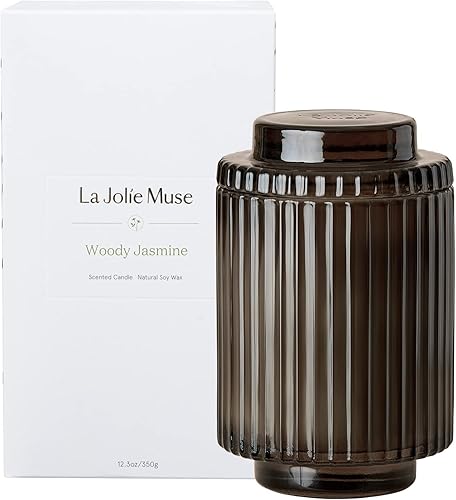 LA JOLIE MUSE Santal Himalayen - Velas perfumadas de ámbar para mujeres, vela de soja natural, velas para el hogar, velas de vidrio de lujo para