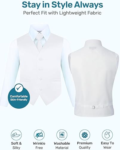 Miniatura 3 de S.H. Churchill & Co. Conjunto de chaleco de 4 piezas para niño, con corbatín, corbata para el cuello y pañuelo de bolsillo