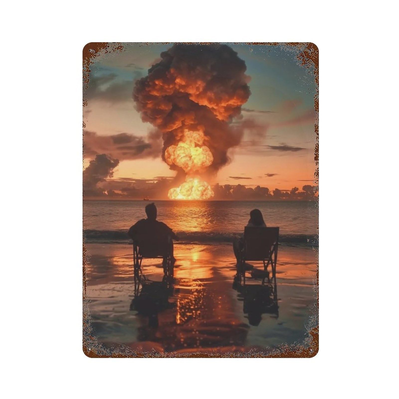 YHGERTKU Beach Apocalypse 04 Wall Art Retro Iron Vintage Metal Tin Sign Poster Modern Decor for Living Rooms Gift 40x30cm