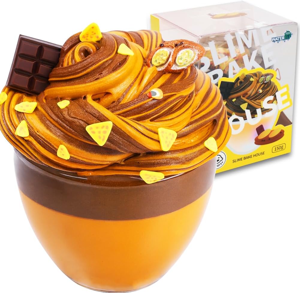 WATERELF Easter Eggs Butter Scented Slime for Girls 10-12, Easter Basket Stuffers Big Slime for Kids Boys Party Favor Stress Relief Birthday Present - 5.29 Oz - BS007-Chocolate Croissant