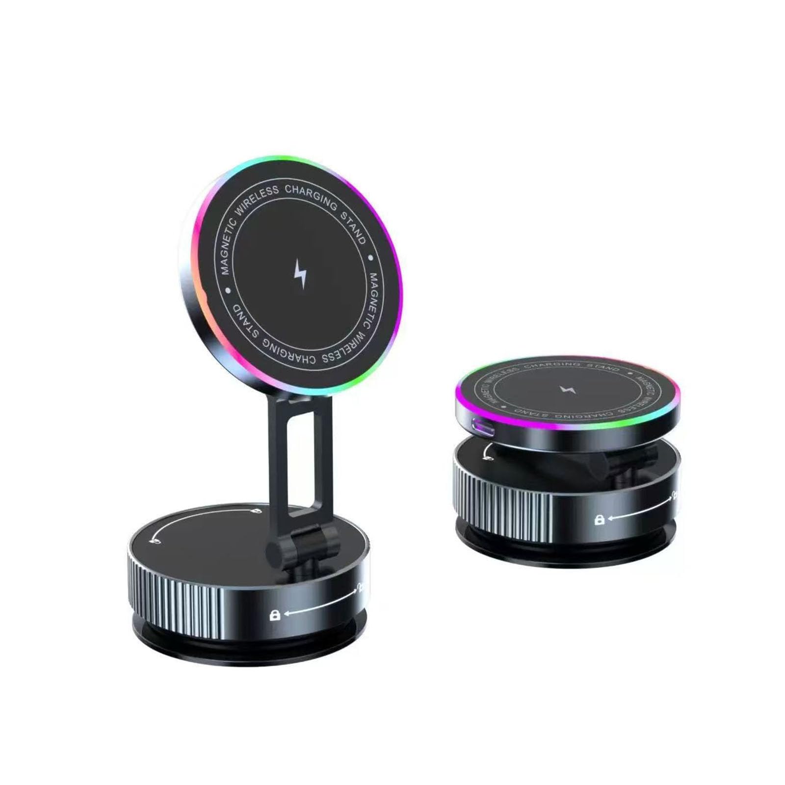 Soporte flexible para teléfono de coche multiposición con dispositivo inalámbrico de 15 W de alineación automática y base súper firme ° ajustable para coche