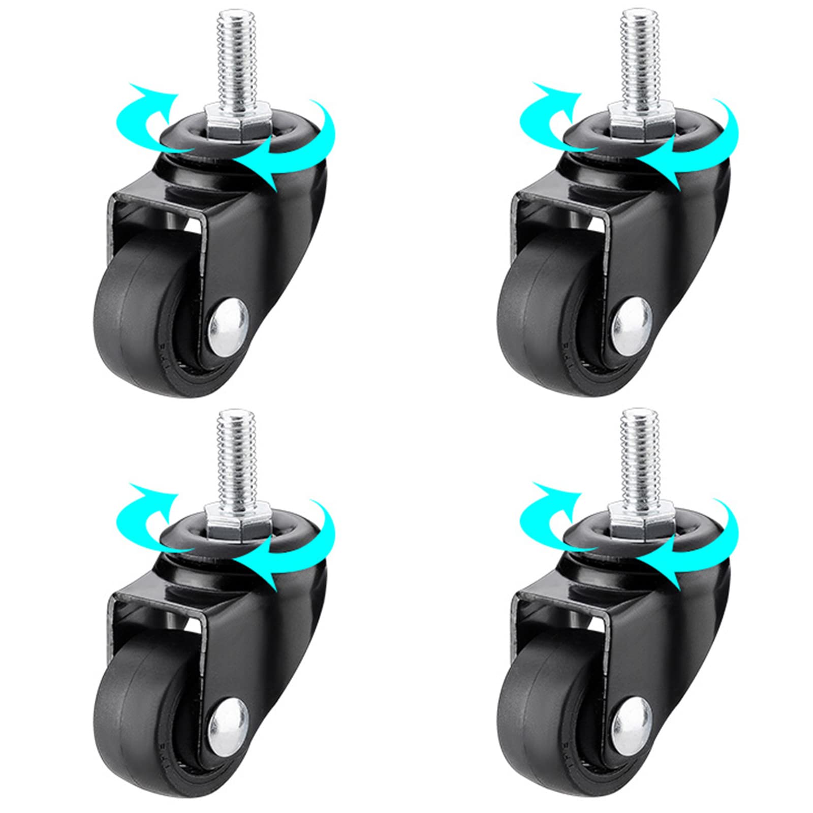 Zwenkwielen 6 Heavy Duty wielen met remmen 4 5 8 Mute Rubber wielen 2 stks Swivel Castor Wielen,Trolley Meubels Caster Montage voor Tafeltrolley Bed Werkbank met schroeven