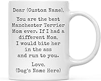 Vista 130 de Andaz Press Taza de café personalizada divertida con texto en inglés "Dog Mom", regalo de broma para la mejor mamá de perro cocker spaniel, muerde