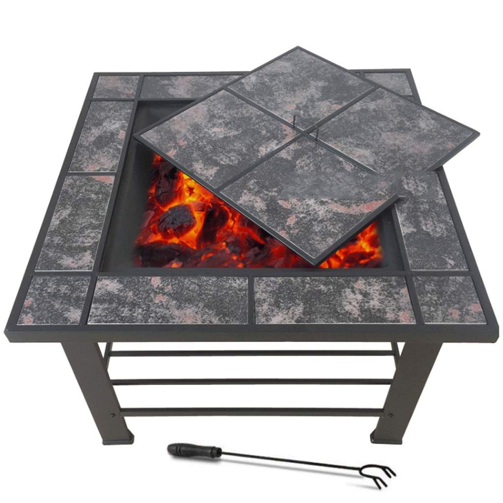 Ogród palenisko 76 cm palenisko na zewnątrz duże stalowe palenisko palenisko miska grill palenisko na zewnątrz z ekranem iskrowym do gotowania siatka poker na podwórko ogród ognisko miska do grilla (kolor: brązowy)