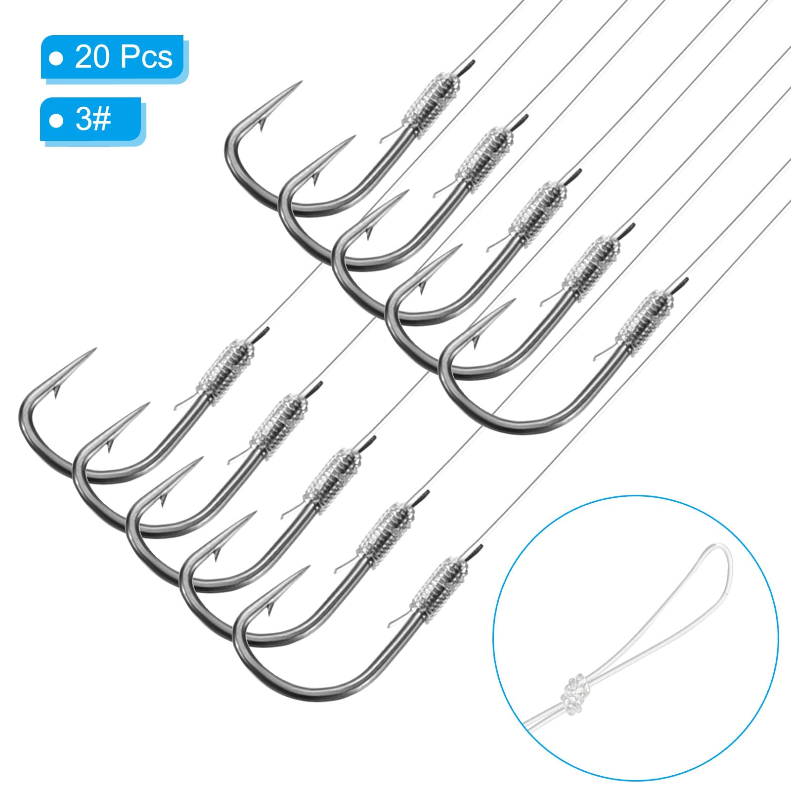 PATIKIL 3# Small Fishing Hooks with 36cm Line - Image 3