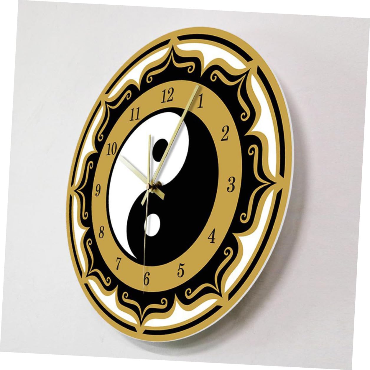 Holibanna Moderne Wanduhr mit Tai Chi Muster Acrylbeschichtete Hängeuhr für Wohnzimmer und Arbeitszimmer Elegante Digitale Wanddekoration Geräuschlos und Stilvoll