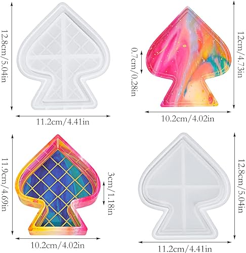 Miniatura 6 de Spades Heart Box - Molde de resina para joyería, moldes epoxi, contenedor de baratija, molde de fundición de silicona con tapa para bricolaje,