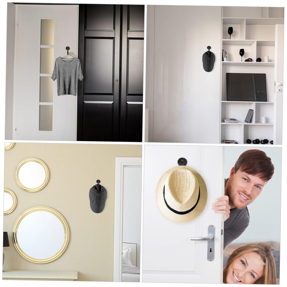 Hemobllo Ganci da Muro Decorativi 2 Pezzi in Ferro Nero Robusti