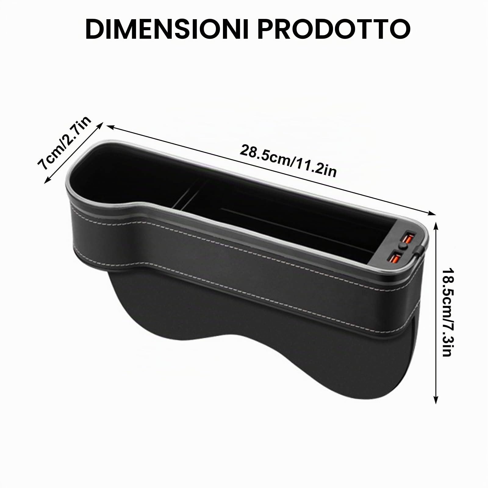 2 Pezzi Scatola Portaoggetti per Seggiolino Auto, Luce Portabicchieri a LED per Auto, Organizer per Auto Sedile Anteriore con Portabicchieri, Porta USB e Luce LED