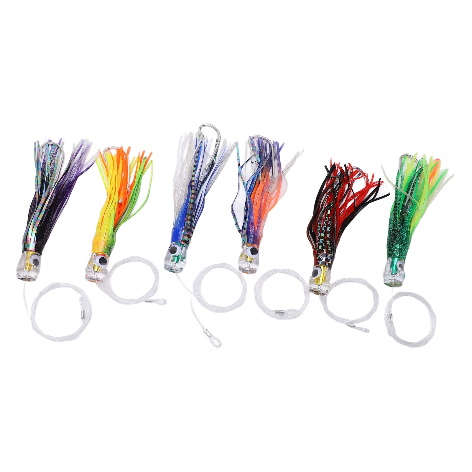 KIMISS Set di Esche da Pesca alla Traina in Acrilico - Mix di Sei Colori, 6 Pezzi, Esche Artificiali Calamari Gonne di Polpo Trolling Esca da Pesca