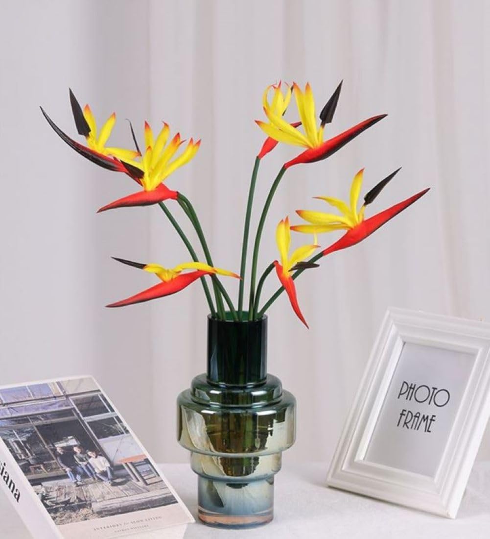 8 Pack 21-1/2 Inch Artificial Flowers Bird of Paradise,Green Plant for Home Garden Decoration Office Verandah Wedding Decorations (Yellow) - Image 2