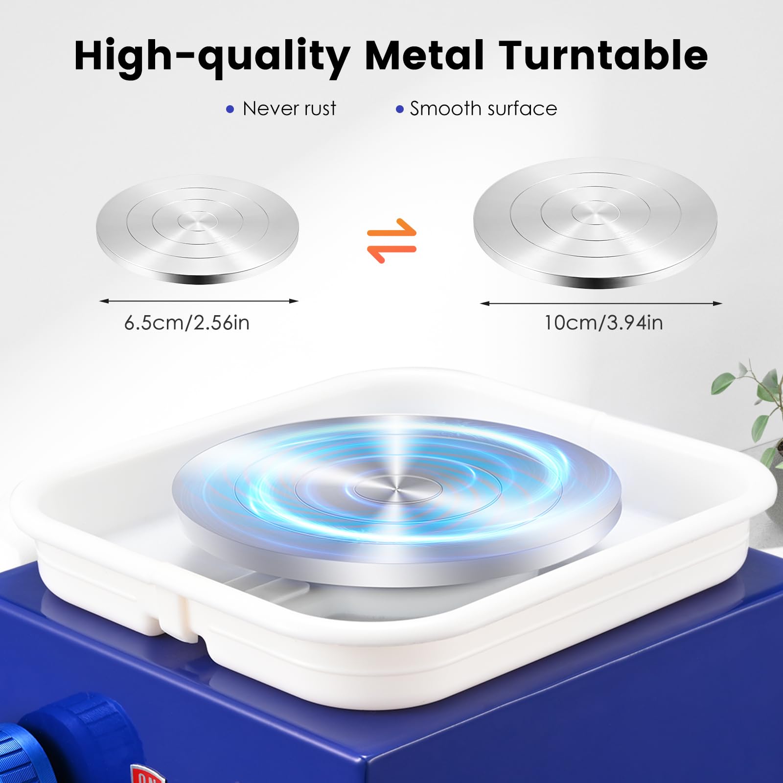 Torno Alfarero, Velocidad de 2000RPM Suave y Ajustable Torno Alfarero Hecho de Metal de Alta Calidad con Kit de Cerámica, Adecuado para Tiendas de Bricolaje de Cerámica y Aficionados (Azul Marino)