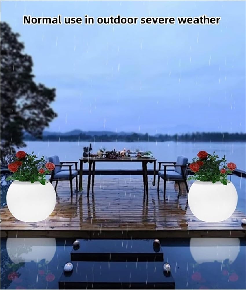 Amazon.com : VHBVDFC Solar Flower Pot, Outdoor Water-Resistant Glowing Flower  Pot, Color Changing Light, Round, Large : Patio, Lawn & Garden