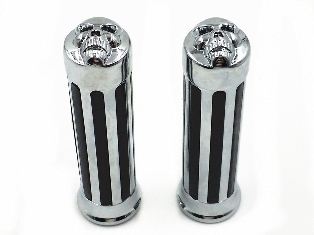 2,5 cm 25 mm Testa di morte Manubrio Maniglie Maniglia Grip per Cruiser Chopper Custom