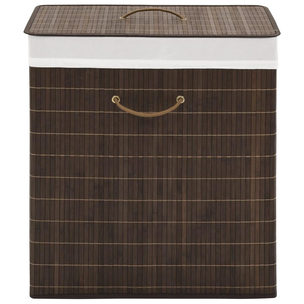 vidaXL Bamboo Laundry Bin Rectangular Dark Brown Washing Clothes Basket Box