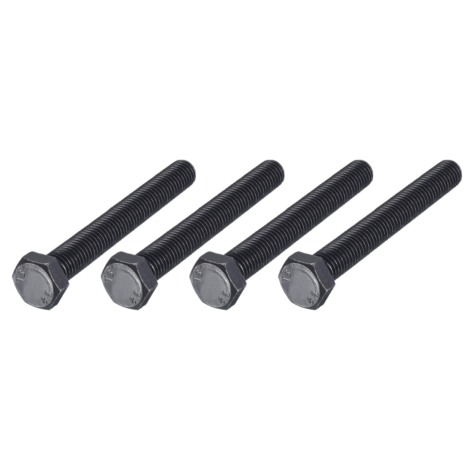 METALLIXITY Hex Bolts (M12-1.75x100mm) 4Pcs, 8.8 Grade Carbon Steel Fully Threaded Black Oxide, Coarse Thread UNC Hex Head Screw Bolt - for Furniture