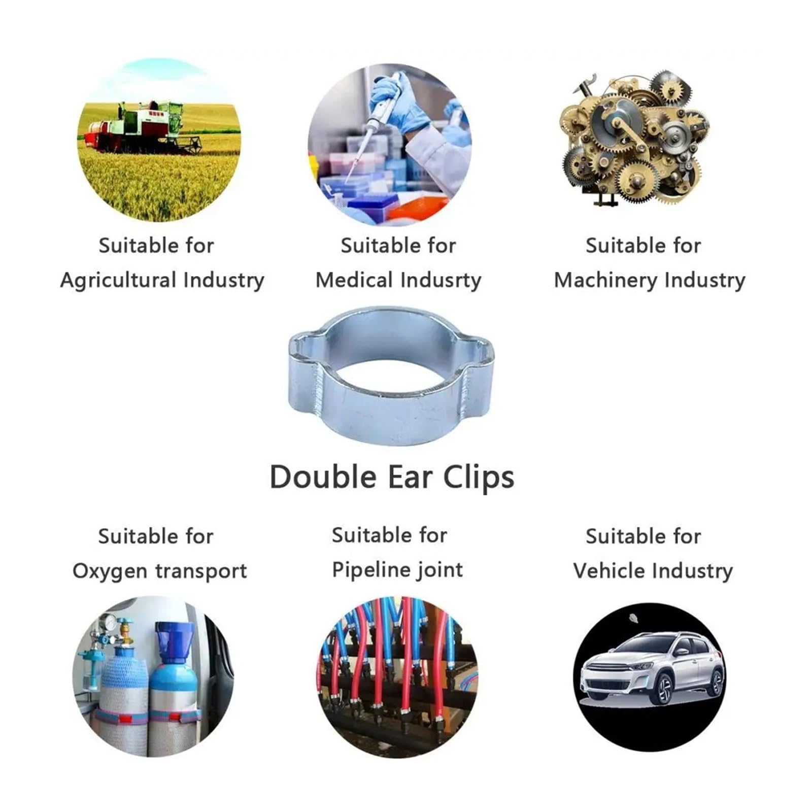 Abrazaderas de doble oreja Abrazadera de tubo de acero al carbono con Clip de manguera de doble oreja for proyectos de bricolaje y mejoras for el hogar