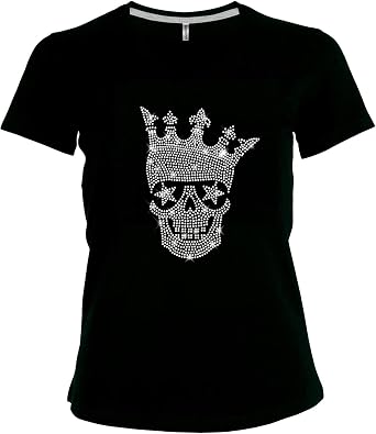BlingelingShirts - Maglietta da donna con teschio e corona, per carnevale,  colore: nero Nero 48 : Amazon.it: Abbigliamento