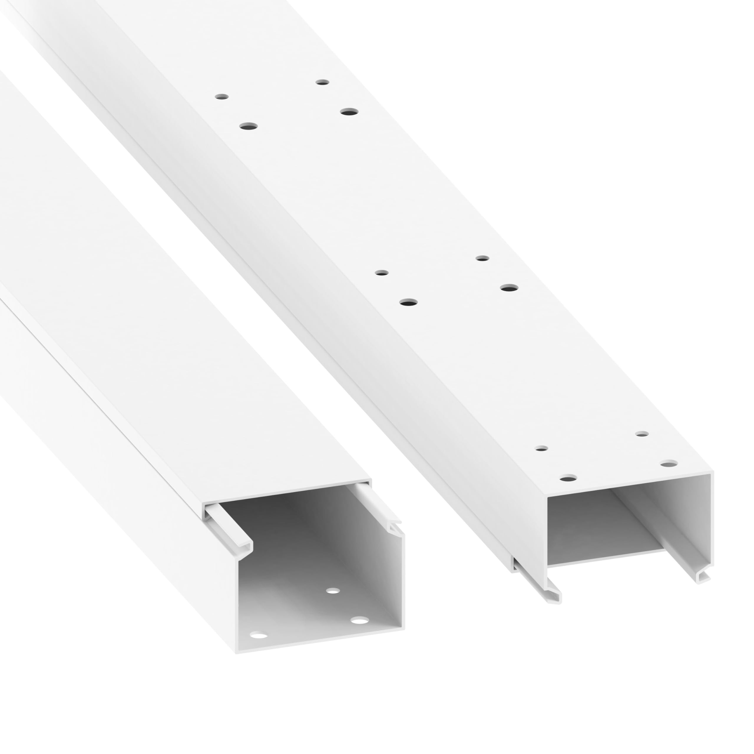 Cable Coach Pasacables (con Orificio de Montaje en la Parte Inferior) 40 x 60 mm, PVC, Longitud 2 m (2 x 1 m), Color Blanco