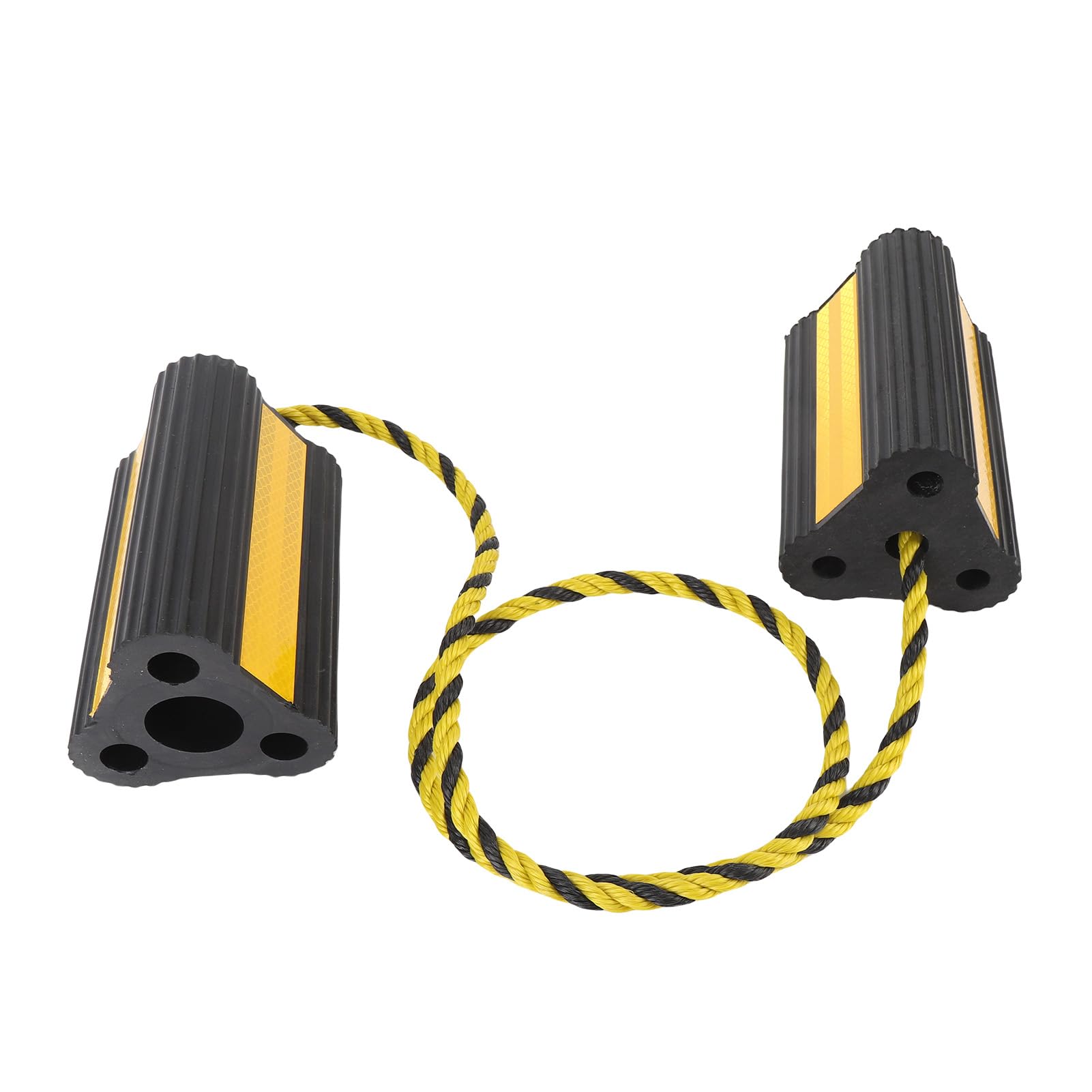 Sxhlseller Fermaruote Antiscivolo per Camion e |Blocchi per Pneumatici in Gomma per Carichi Pesanti con Strisce Riflettenti e Corda per Rimorchi, Sicurezza di Parcheggio per Veicoli, Campeggio