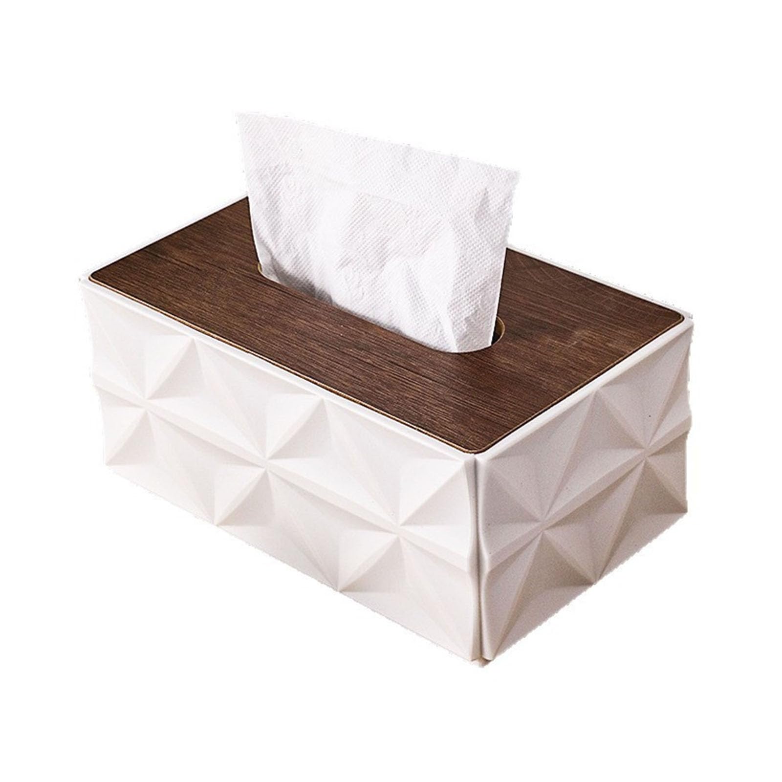 Geometric Pattern Tissue Box with Wooden Lid for Modern Homes Decoration Paper Towel Holder with Nonslip Bottom Tissue Pattern Wooden Home Nonslip Cover Detachable Towel Dispenser Box Holder Geometric