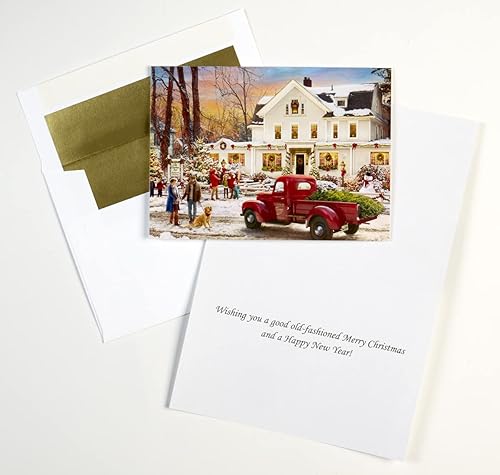 Miniatura 3 de Vermont Christmas Company Caja de tarjetas de Navidad "The Inn at Christmas" - 15 tarjetas y 16 sobres de papel de aluminio
