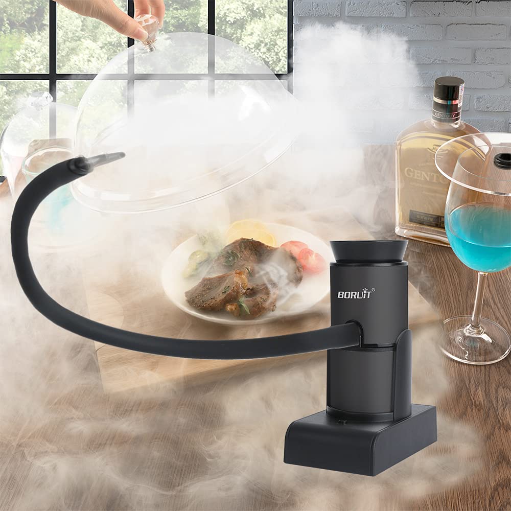 BORUIT Smoke Gun, Portable Fumeurs Cocktail Fumé Rempli de Copeaux de Bois, Nourriture Cuisine Viande Smoker Saumon Cocktail Fromage Barbecue, Parfait Cadeau Gourmand