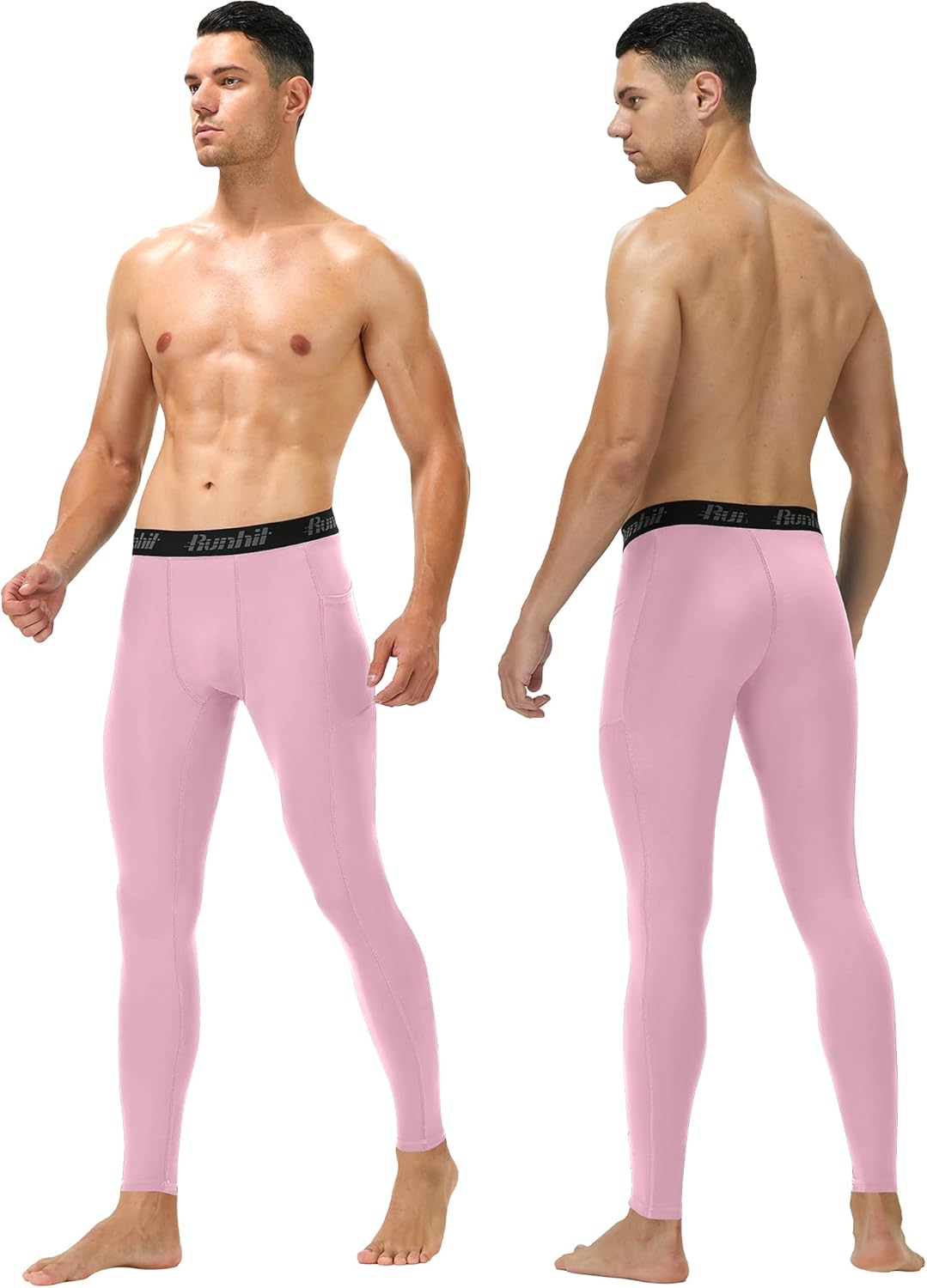 Runhit Mens Compression Pants Running Tights Pockets Sports Leggings Spandex Workout Cycling Athletic Thermal - Image 3