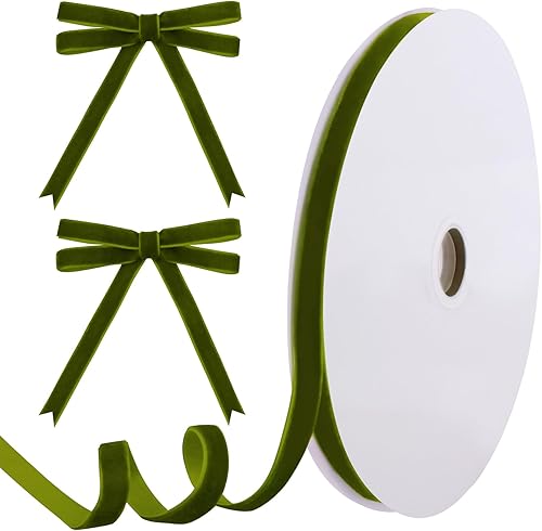 Miniatura 32 de Cinta de terciopelo rojo de 10 yardas para árbol de Navidad, cinta de Navidad de terciopelo de 5/8 pulgadas para envolver regalos, manualidades,