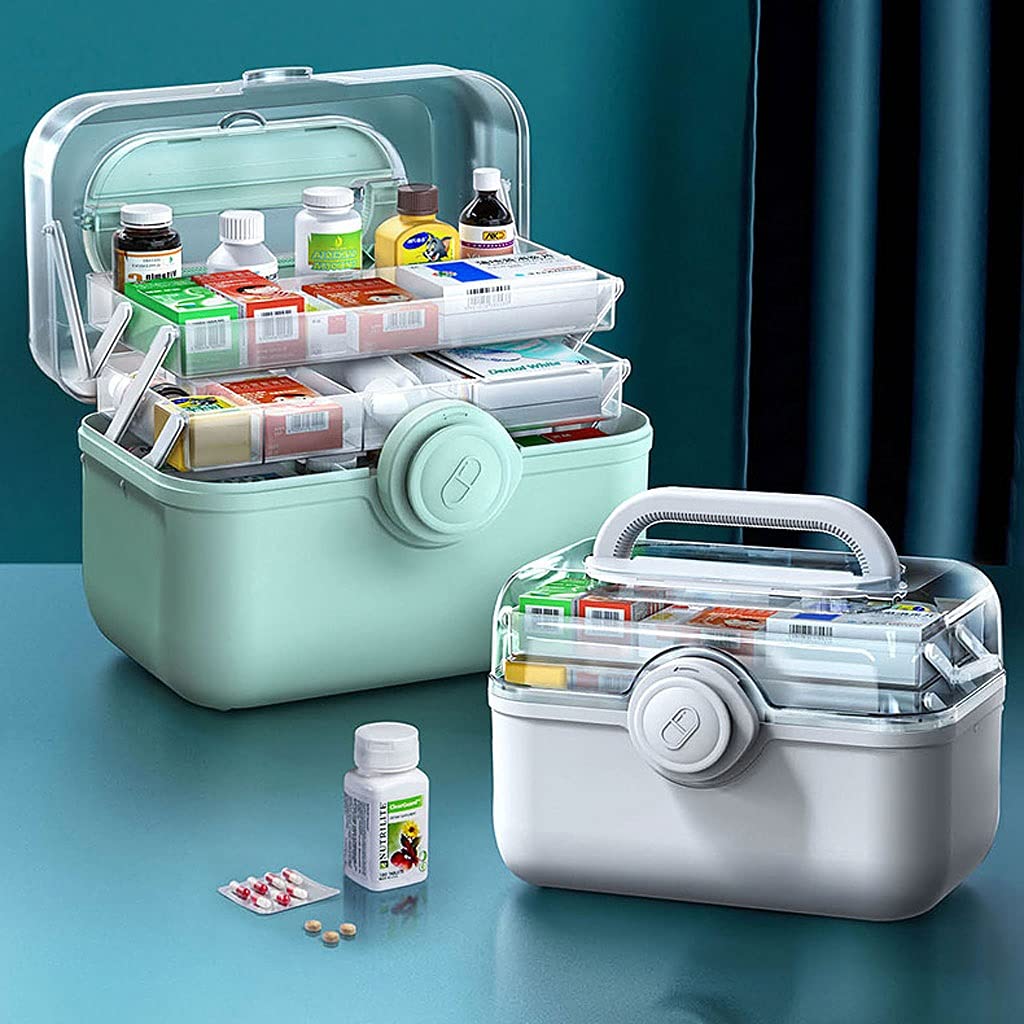 Botiquín de Primeros Auxilios Caja plástico Almacenamiento for el hogar Medicina Emergencia médica portátil 11.2/13.3/15.3 Pulgadas Botiquines,Botiquín de Primeros Auxilios(Green,S s)