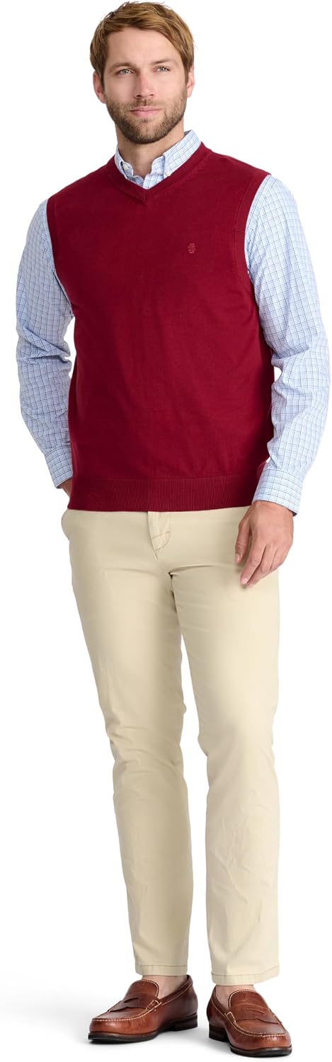 Izod Men's Premium Essentials Solid V-Neck 12-Gauge Sweater Vest
