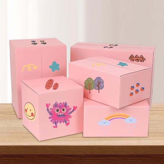Pink Shipping Boxes Small 6x4x4 Inches, 30 Pack Corrugated Cardboard Boxes for Packaging Small Business Mailing
