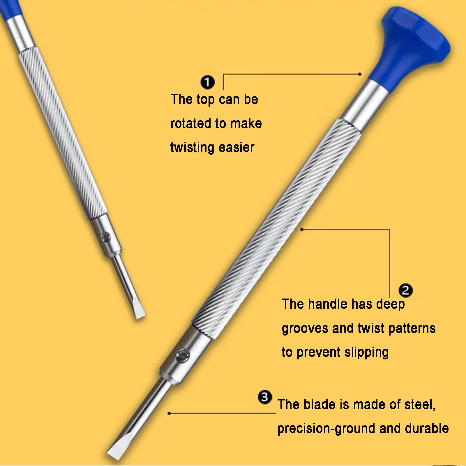 Zestaw śrubokrętów zegarmistrzowskich, precyzyjny zestaw wkrętaków do zegarków, z 12 dodatkowymi ostrzami, śrubokręt zegarmistrza ze stali nierdzewnej, do zegarka, biżuterii, okularów