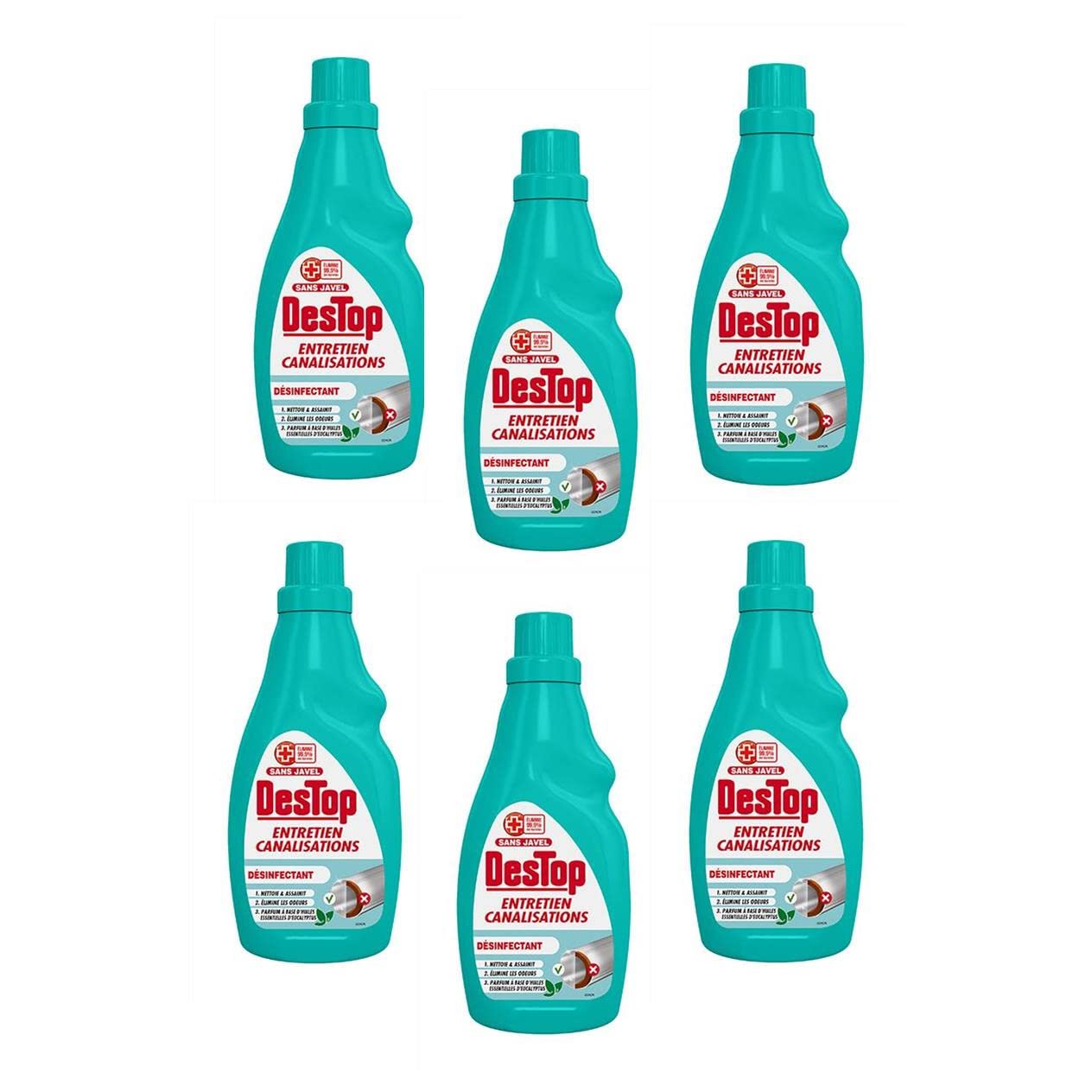 DESTOP Lot de 6 x 750ml Gel Entretien Canalisation Désinfectant
