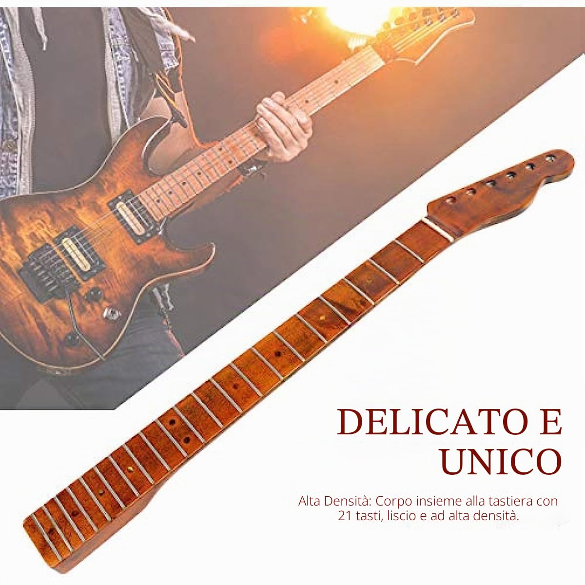Manico di ricambio per chitarra elettrica in acero, 21 tasti, tastiera in acero, asta di rinforzo regolabile per stile TL Tele