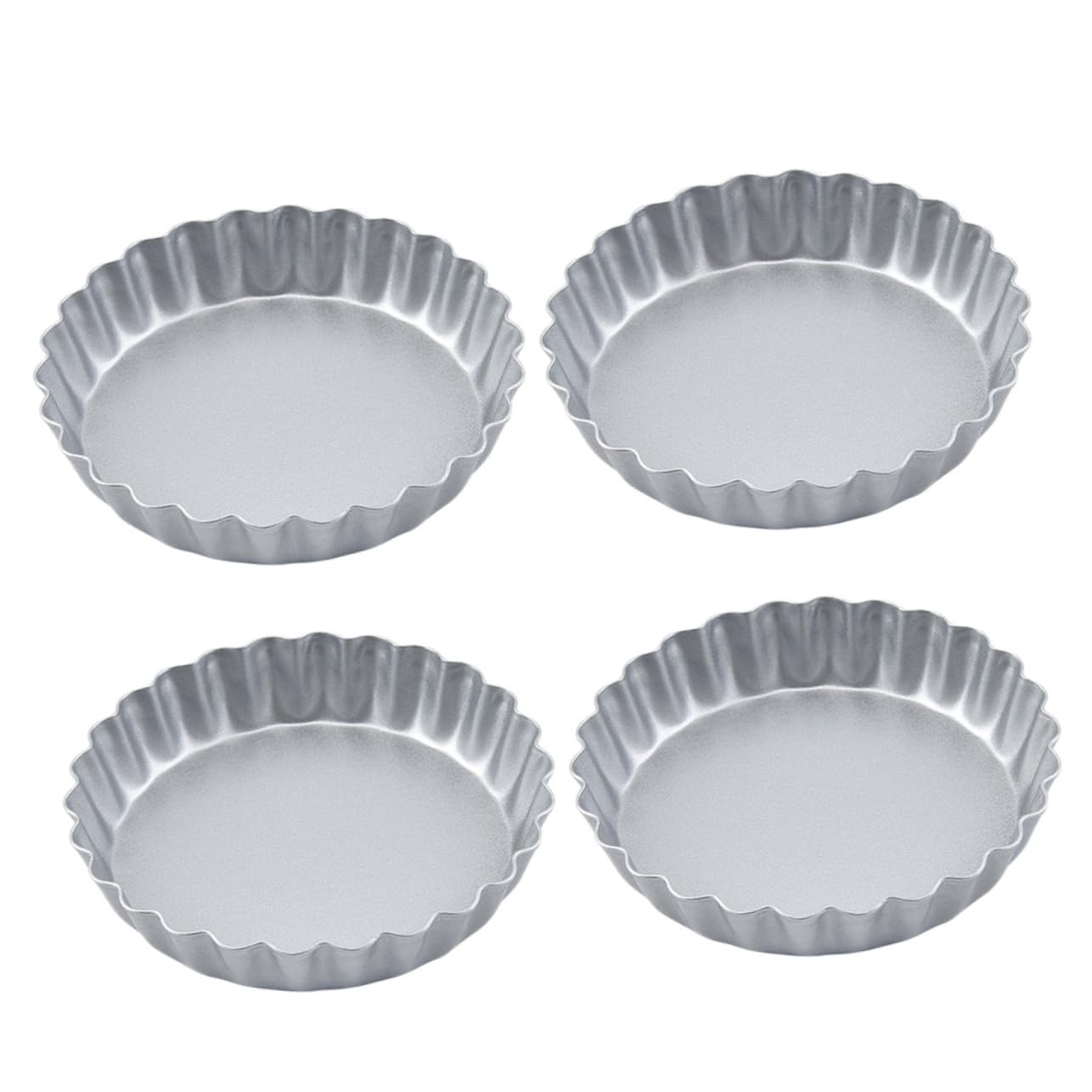 Garneck 4pcs Non-stick Cake Mold Nonstick for Shaped Cake Pan Egg Tart Mold Number Tarts Baking Fluted Tray Shell Cake Tins Oven Molds Removable Bakeware Silver Non-stick Coating