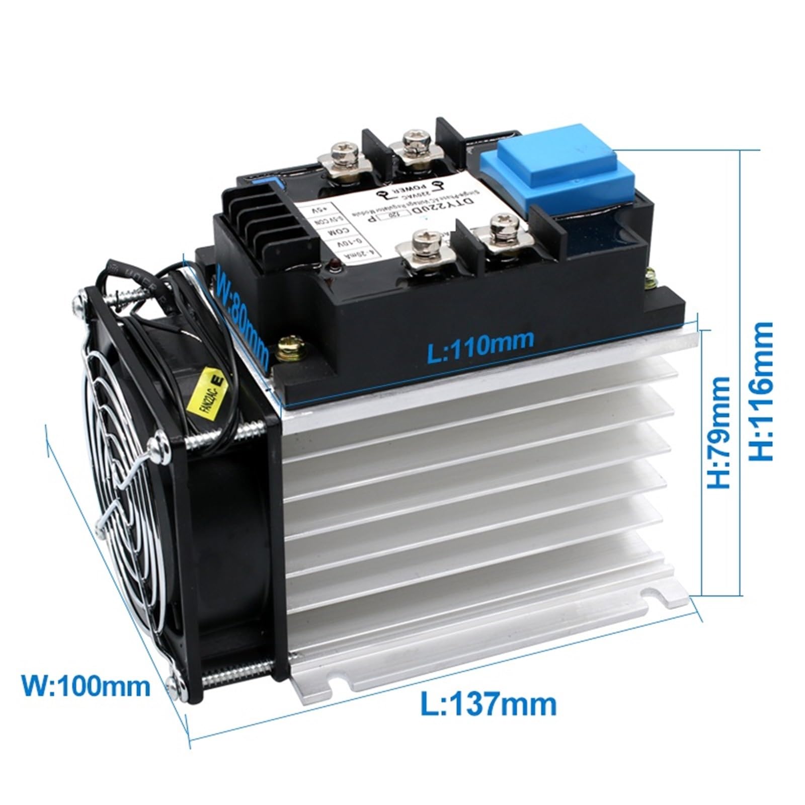 Módulo regulador de voltaje CA monofásico de aislamiento completo, 220 V, 380 V, 100 A, 120 A, con disipador de calor, 1 unidad