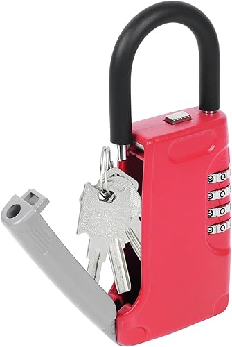 Combinación de caja de cerradura roja para casa-exterior - Candado resistente a la intemperie 4 dígitos código llaves almacenamiento seguro para el