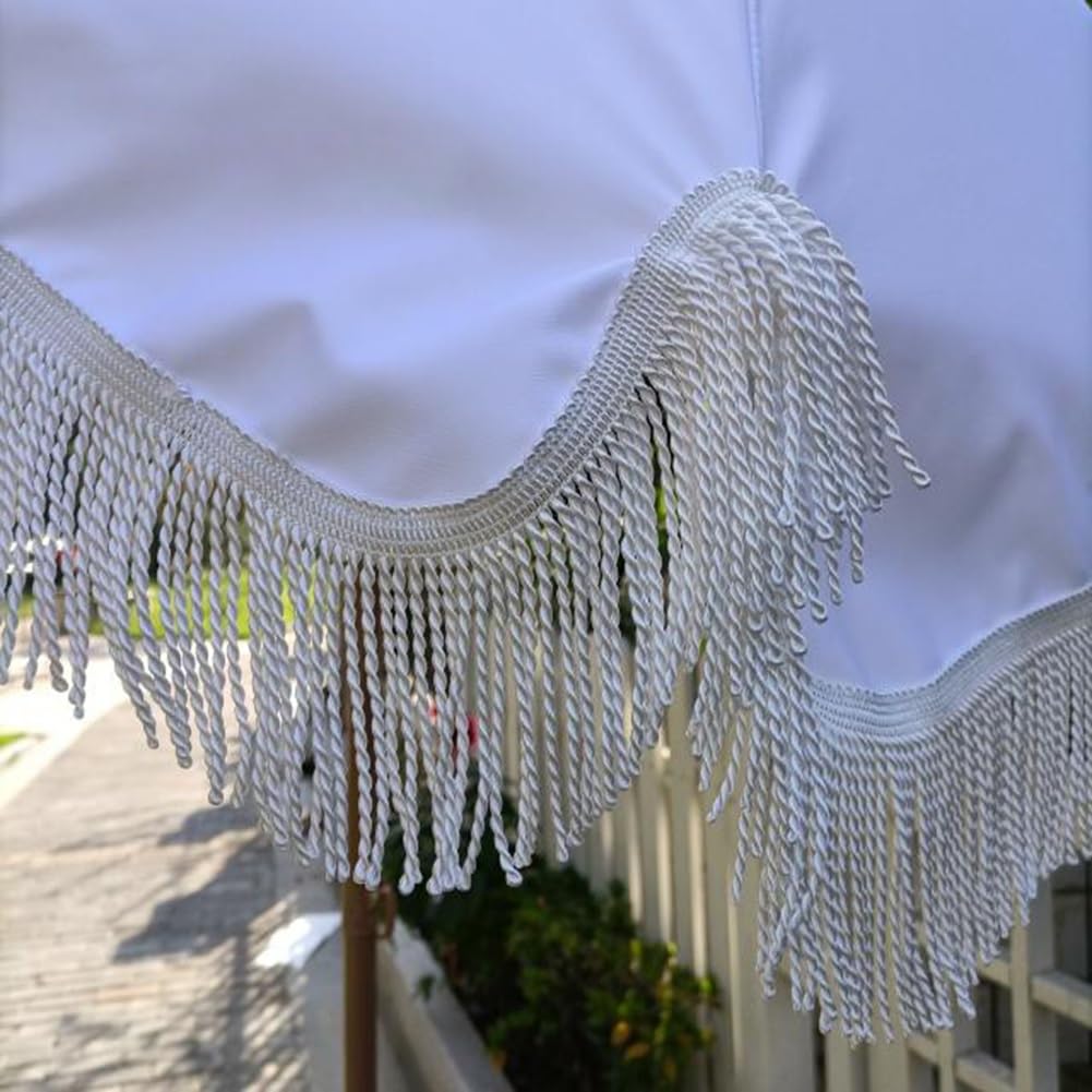 200 CM Przenośny Parasol Ogrodowy Boho Fringe, Parasol Ogrodowy na Patio, Ochrona UPF50+, Odchylany Parasol Plażowy na Balkon, Rynek, Podwórko