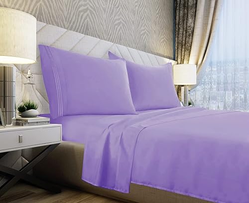 Miniatura 2 de Vacco Juego de sábanas tamaño Queen, sábanas y fundas de almohada de 4 piezas para hotel de lujo de la serie 1800, sábanas ultrasuaves,