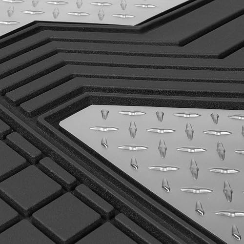 Miniatura 7 de Cat Alfombrillas de goma negras y plateadas resistentes para todo tipo de clima, para automóvil, camión, SUV y camioneta, protección total, ribete