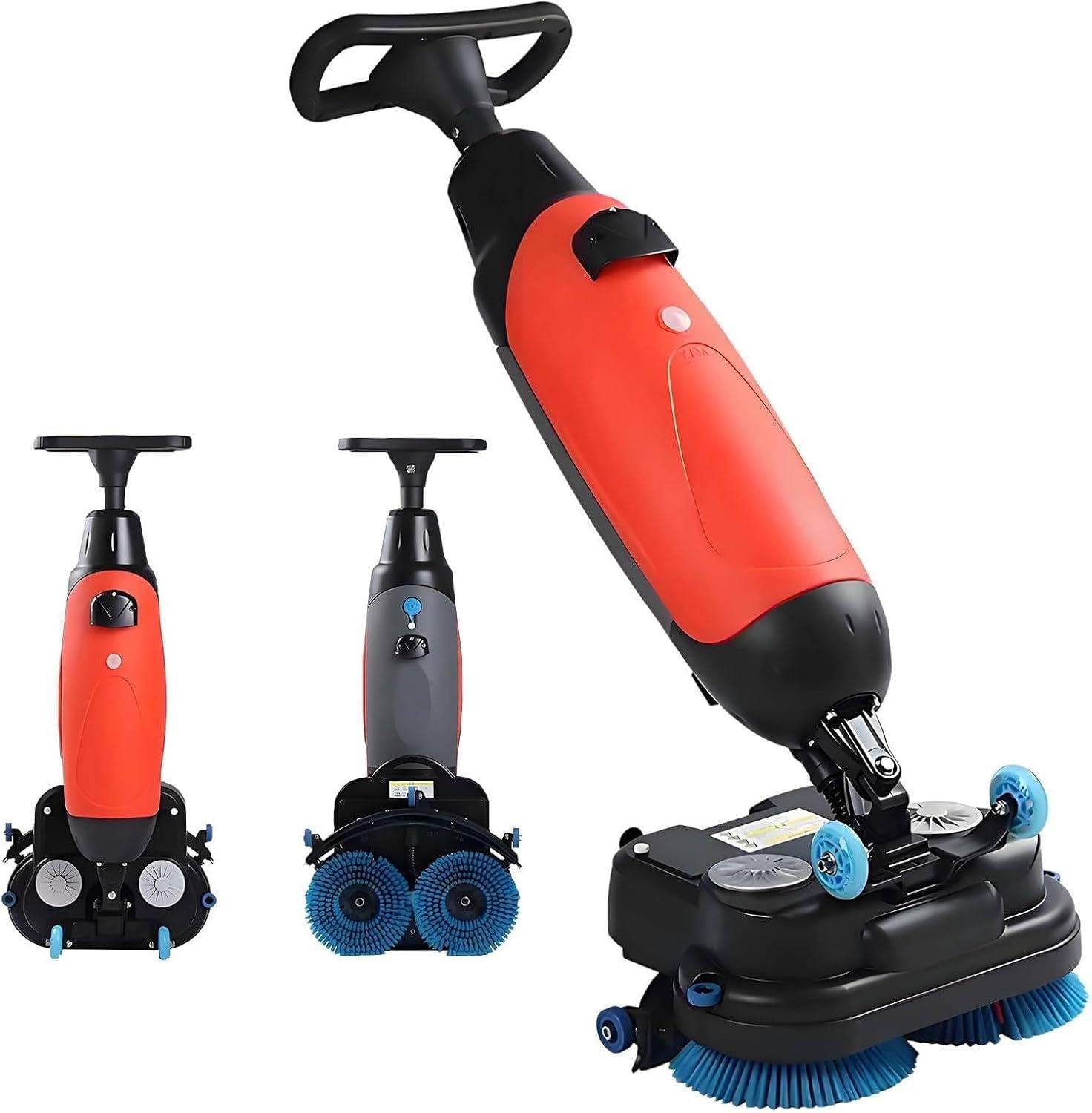 Autolaveuse autoportée rotative à 360°, autolaveuse Commerciale Portable, Mini-autolaveuse Professionnelle, 43 cm de Large, pour carrelage et sols scellés Red