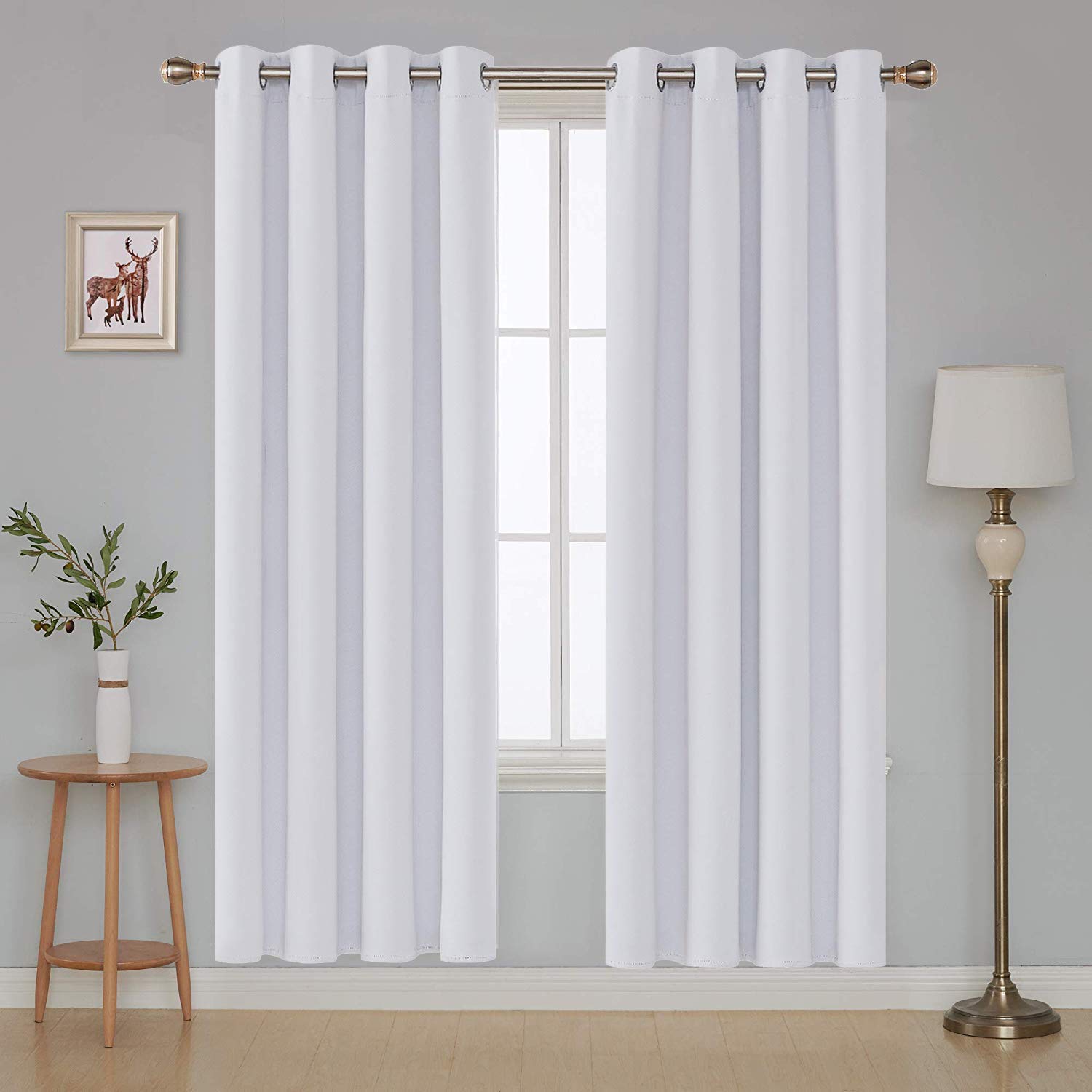 Flei Cortina Corta 300x240cm (An x Al), Cortina Opaca, Telas Tupidas Moderna Suaves con Ojales Aislamiento Térmico, para Dormitorio o Salón Dobladillo para Barra - Blanco 2 Piezas
