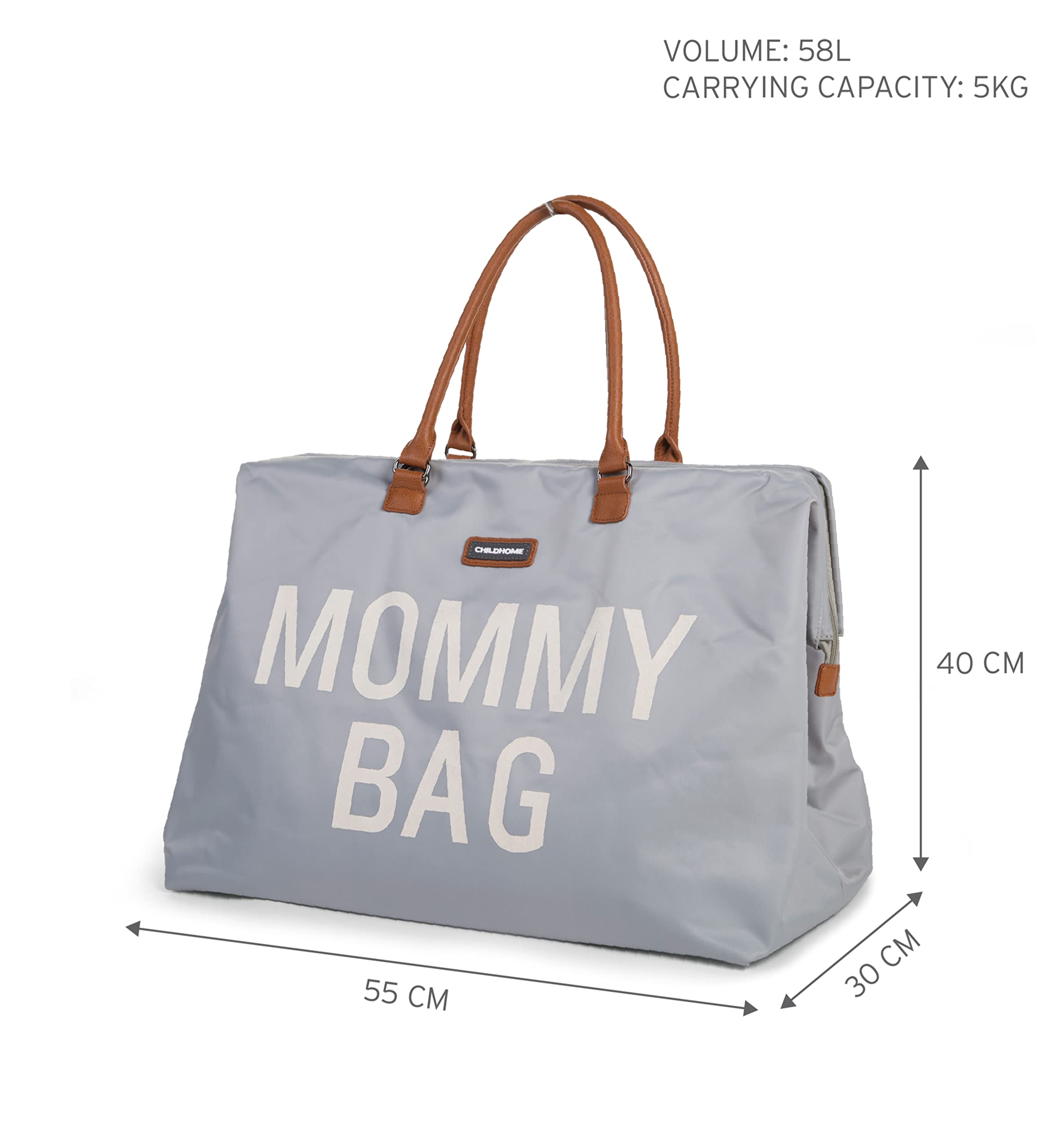 CHILDHOME, Mommy Bag, torba na pieluchy, dla kobiet w ciąży, torba podróżna, duża pojemność, mata do przewijania, regulowany pasek na ramię, przegroda, izolowana kieszeń, przejście na walizkę,